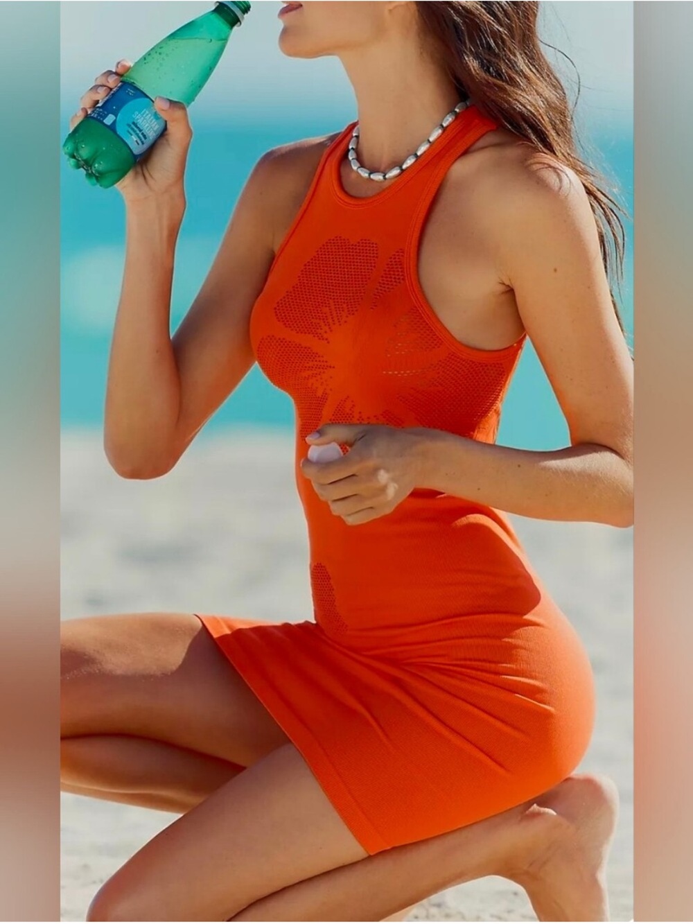 Anthropologie Bright Orange Racerback Mini Dress